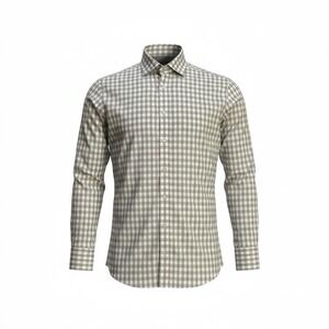 TWILLORY Mens Gingham Check Performance Fabric Dress Shirt Tailored Fit Size 16